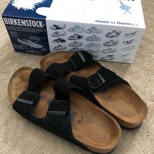 Birkenstock sz39 Arizona Black Suede Soft Footbed